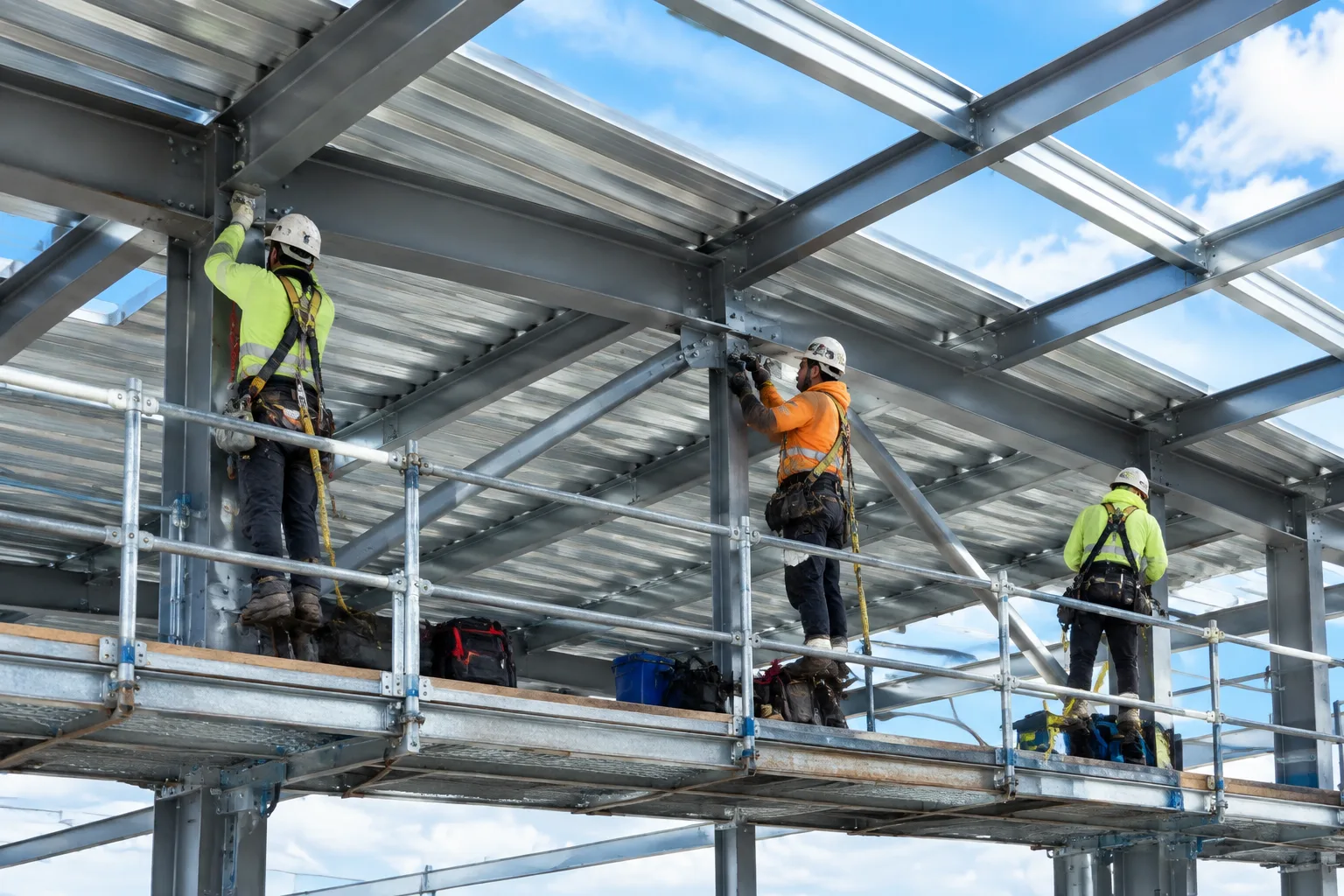 Steel roof structure strengthening